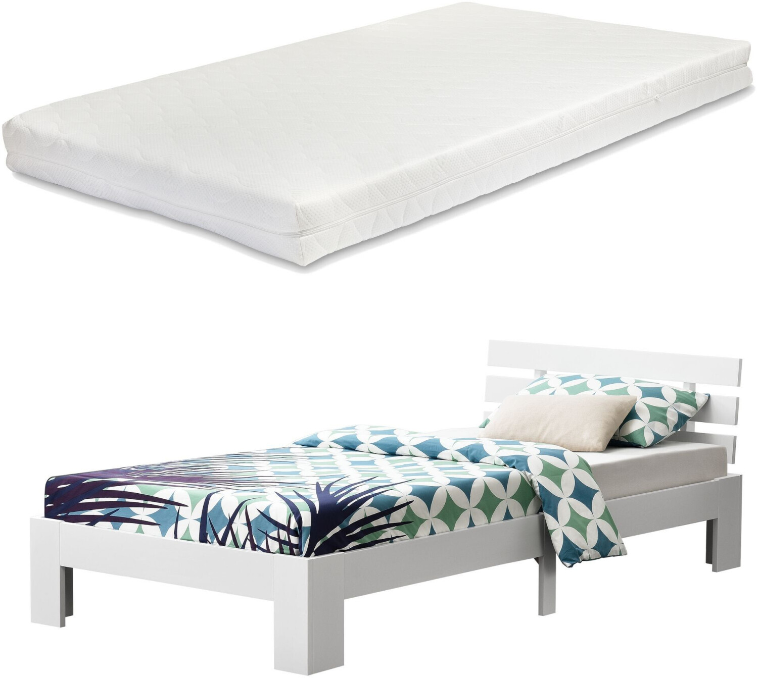 en.casa Nivala 120x200cm with Mattress White