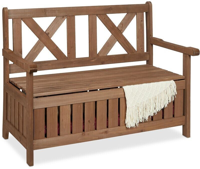 Relaxdays Garden bench with storage dark brown (10038654)