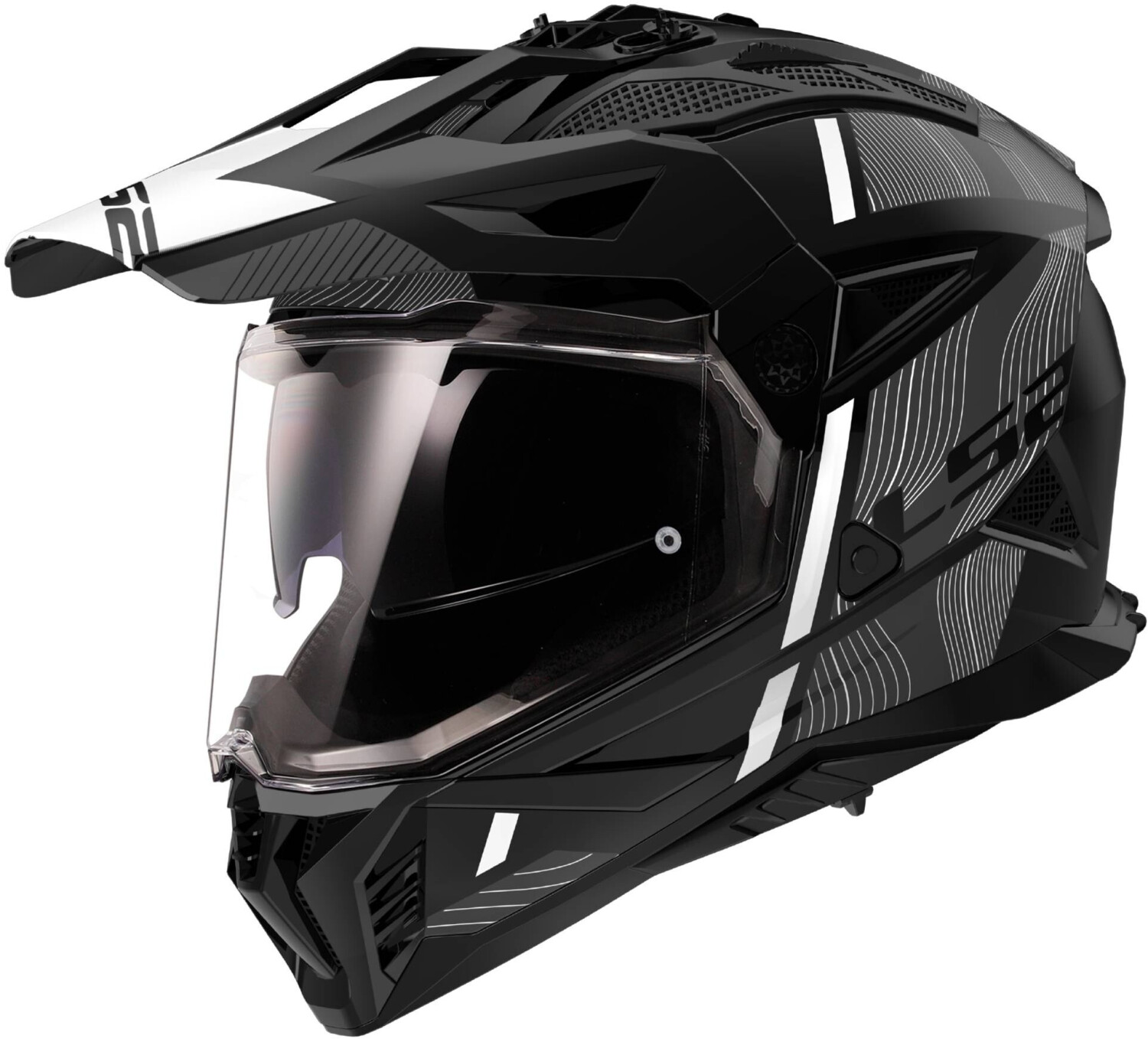 LS2 MX702 Pioneer II Hill mat noir/blanc/gris