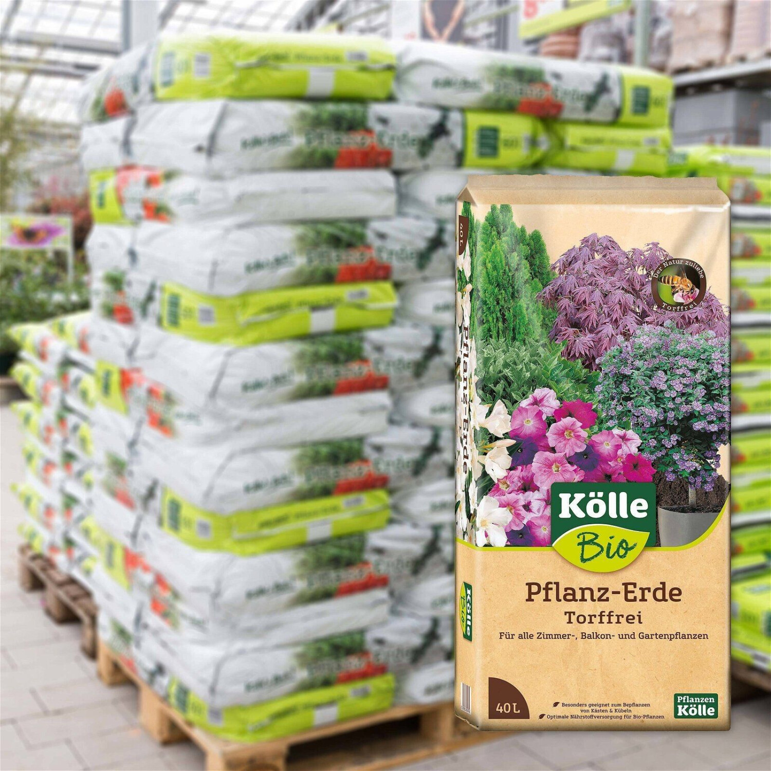 Pflanzen-Kölle Pflanzen-Kölle Kölle organic peat-free potting soil 2400L 60 bags á 40L pallet goods - Product image 1 of 1