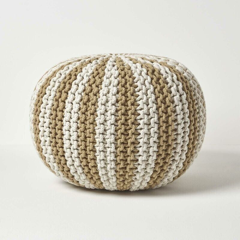 Homescapes Large pouf 40x50 cm linen-white