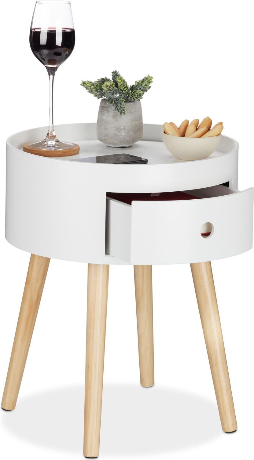 Relaxdays Coffee table + side table 38x38x46 cm beige-white