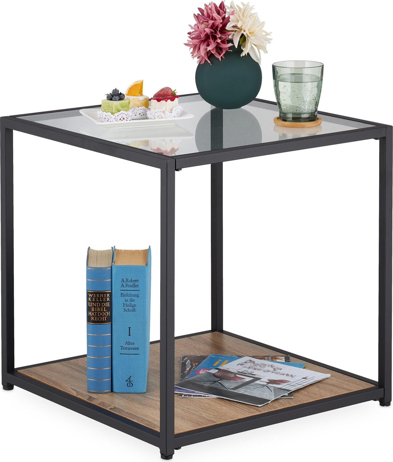Relaxdays Coffee table + side table 50x50x50 cm black