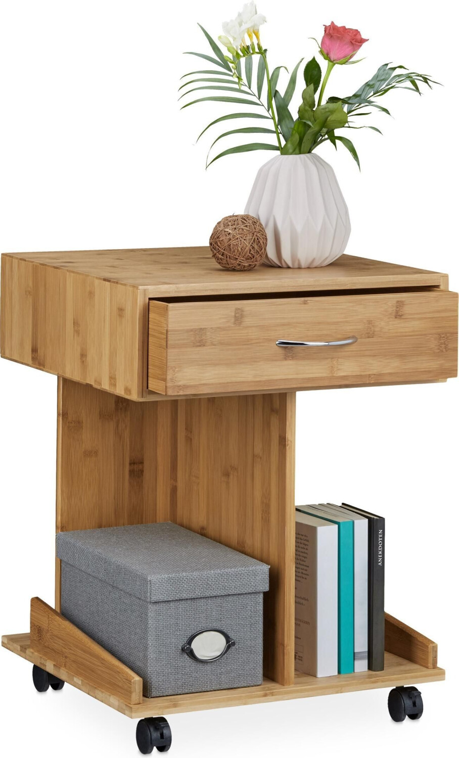 Relaxdays Coffee table + side table Rolli 43x46x56.5 cm brown