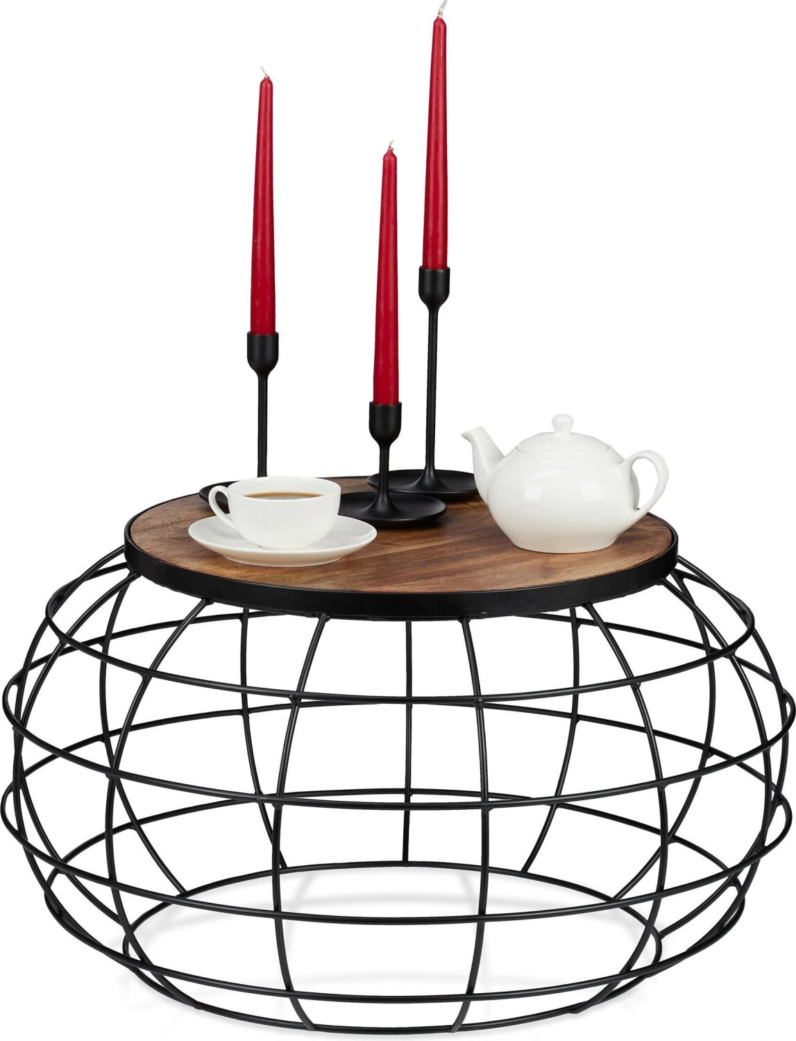 Relaxdays Coffee table + side table coffee table Ø67x36 cm brown