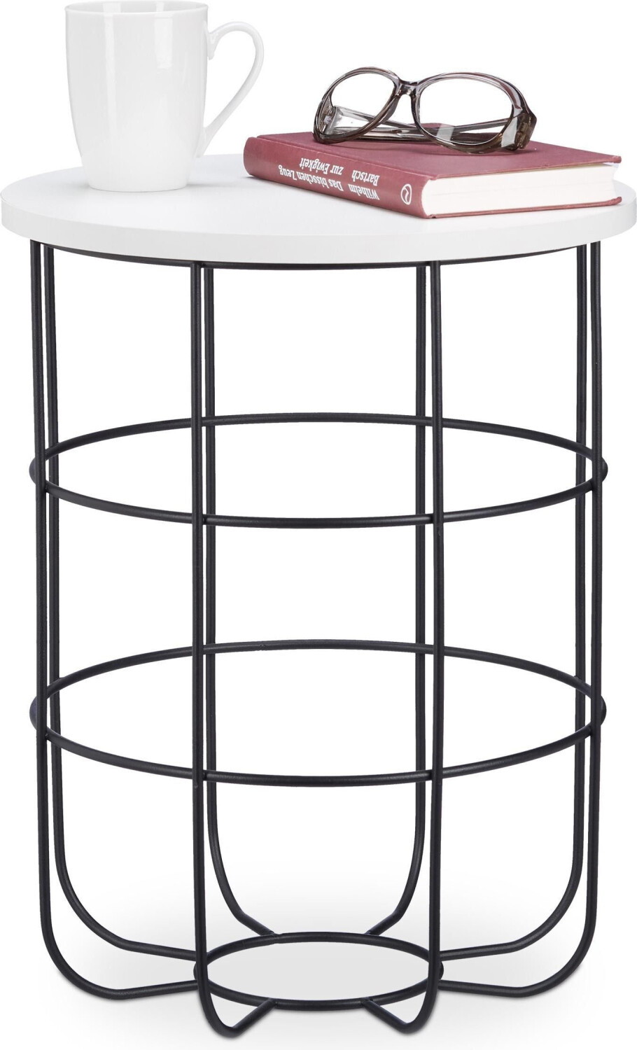 Relaxdays Coffee table + side table 35x35x45 cm beige-white