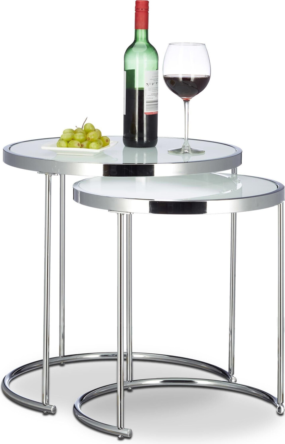 Relaxdays Coffee table + side table nesting tables 50x50x51 cm silver-gray