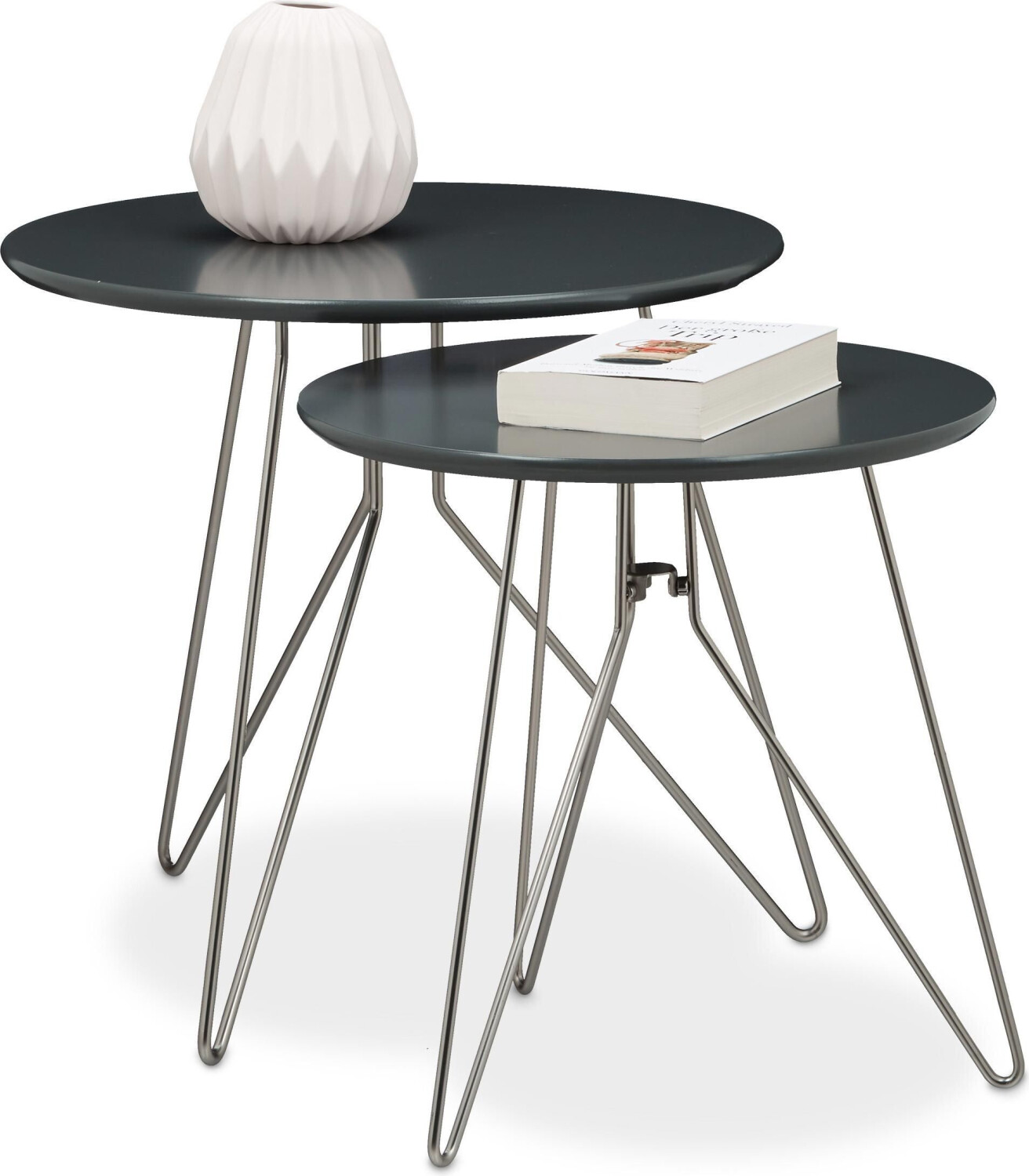 Relaxdays Coffee table + side table Ø64x44 cm gray