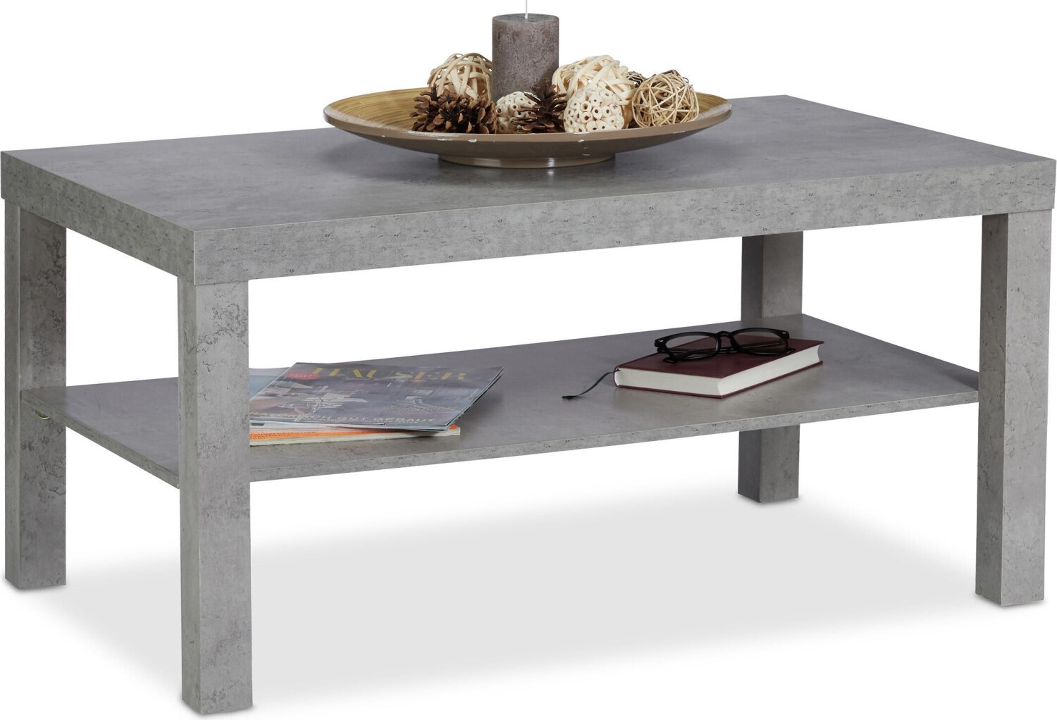 Relaxdays Coffee table + side table coffee table 90x55x45 cm gray