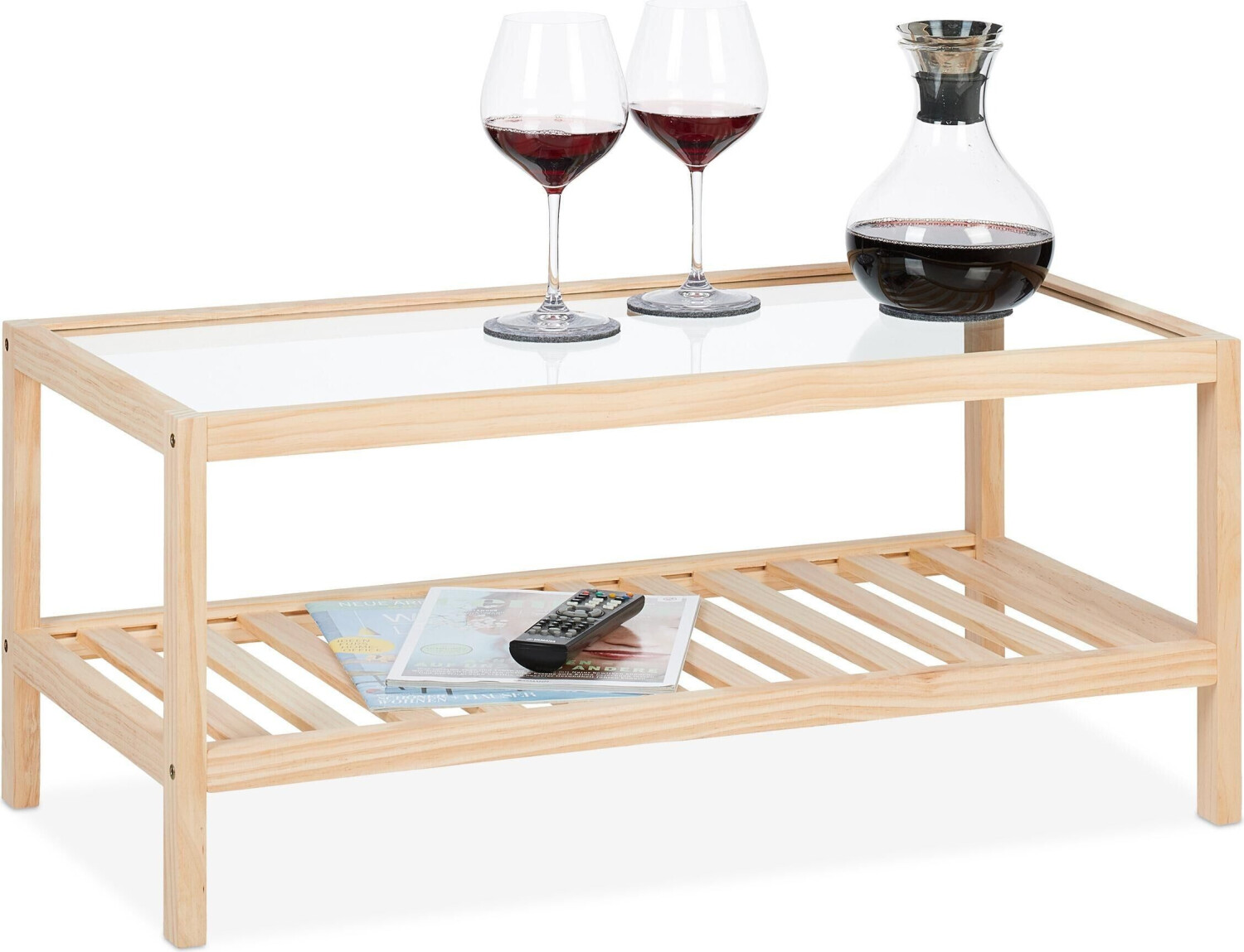 Relaxdays Coffee table + side table coffee table 80x40x35 cm brown