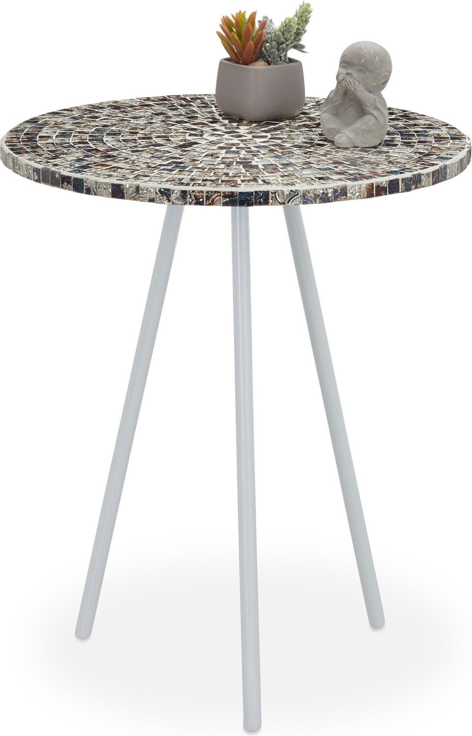 Relaxdays Coffee table + side table 41x41x50 cm beige-white