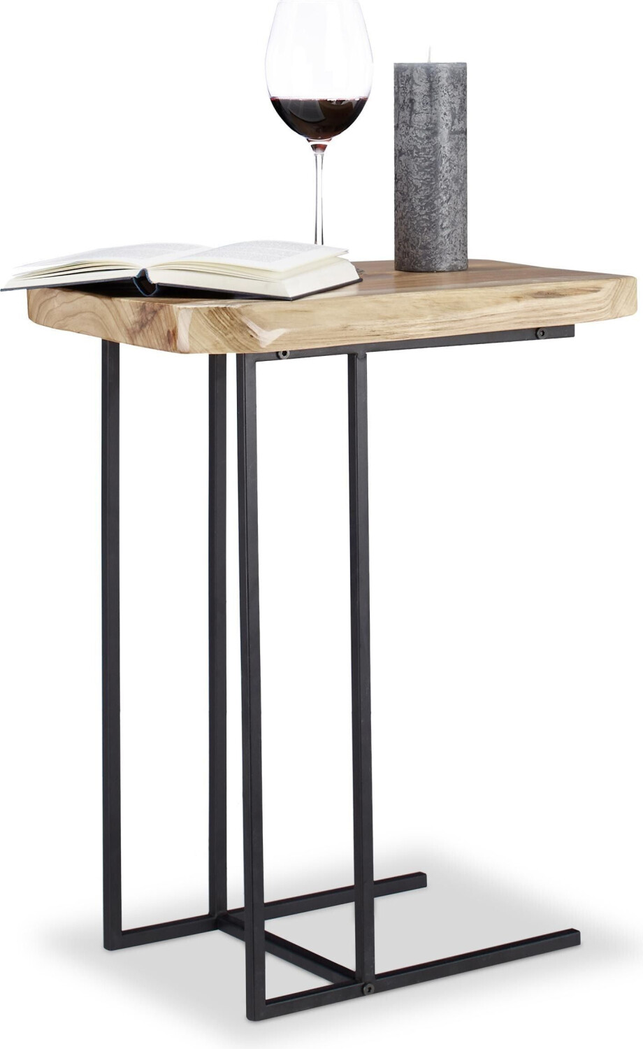 Relaxdays Coffee table + side table cedar 34x50x60 cm brown