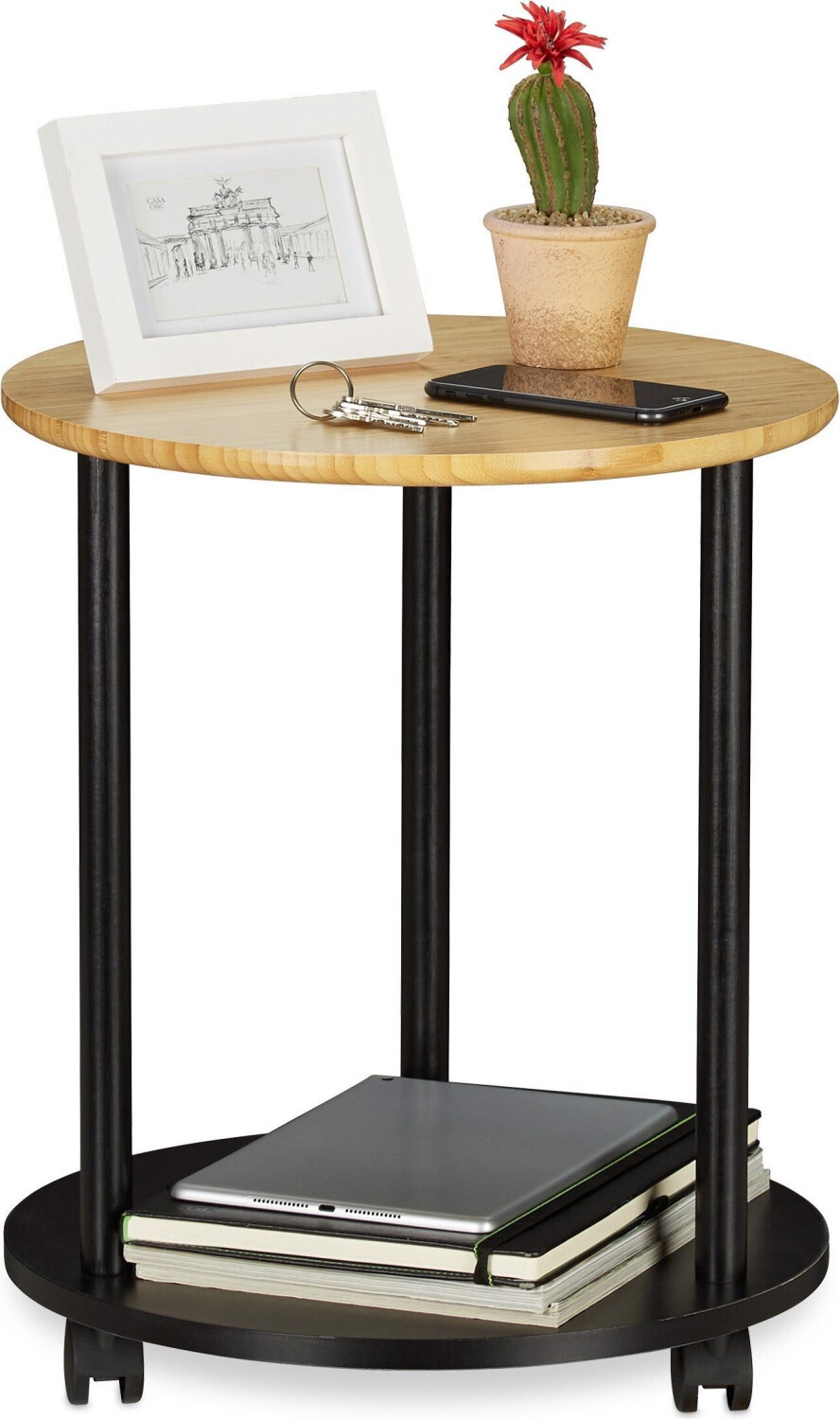 Relaxdays Coffee table + side table 40x40x49 cm black