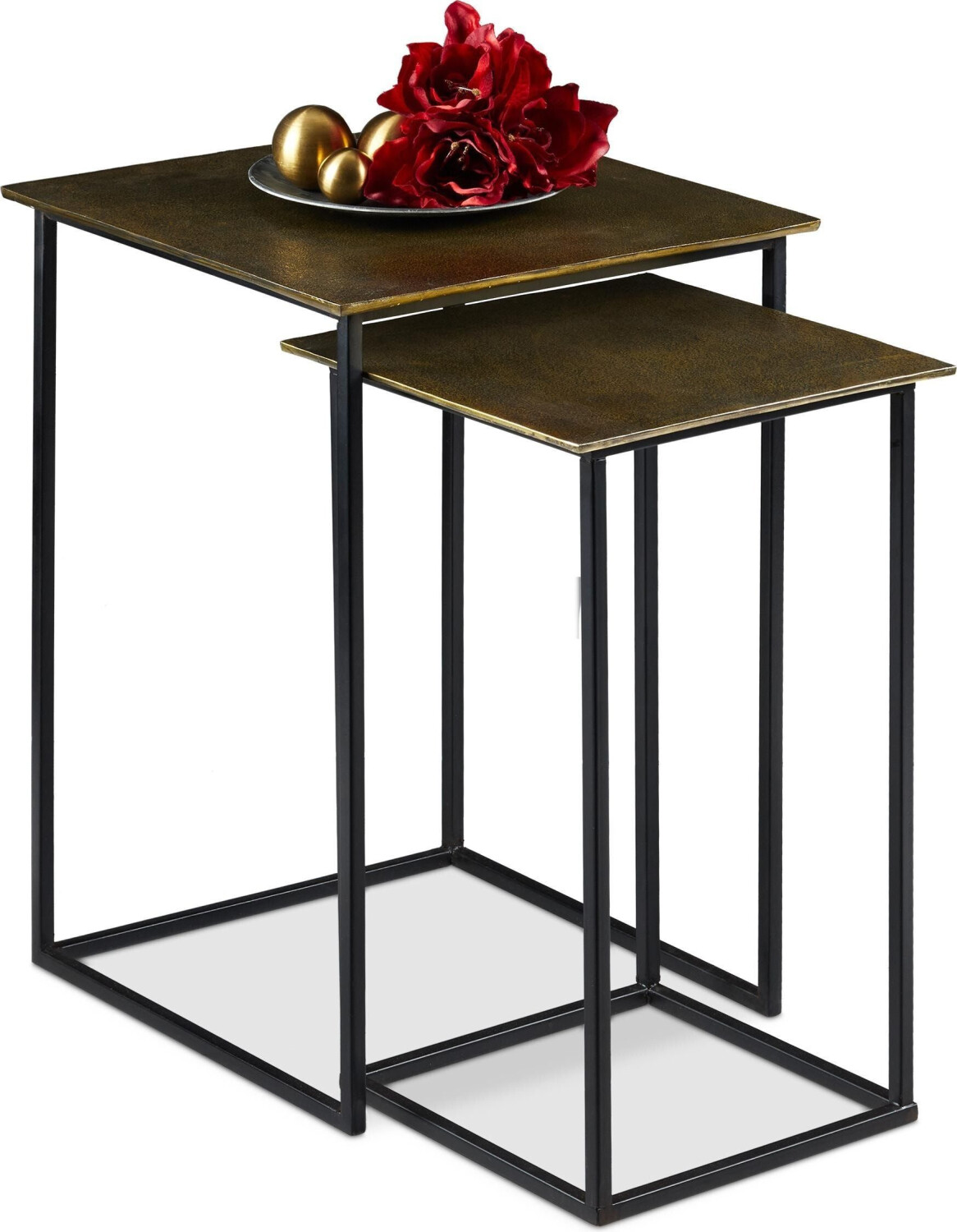 Relaxdays Coffee table + side table nesting table 39.5x39.5x55.5 cm gold