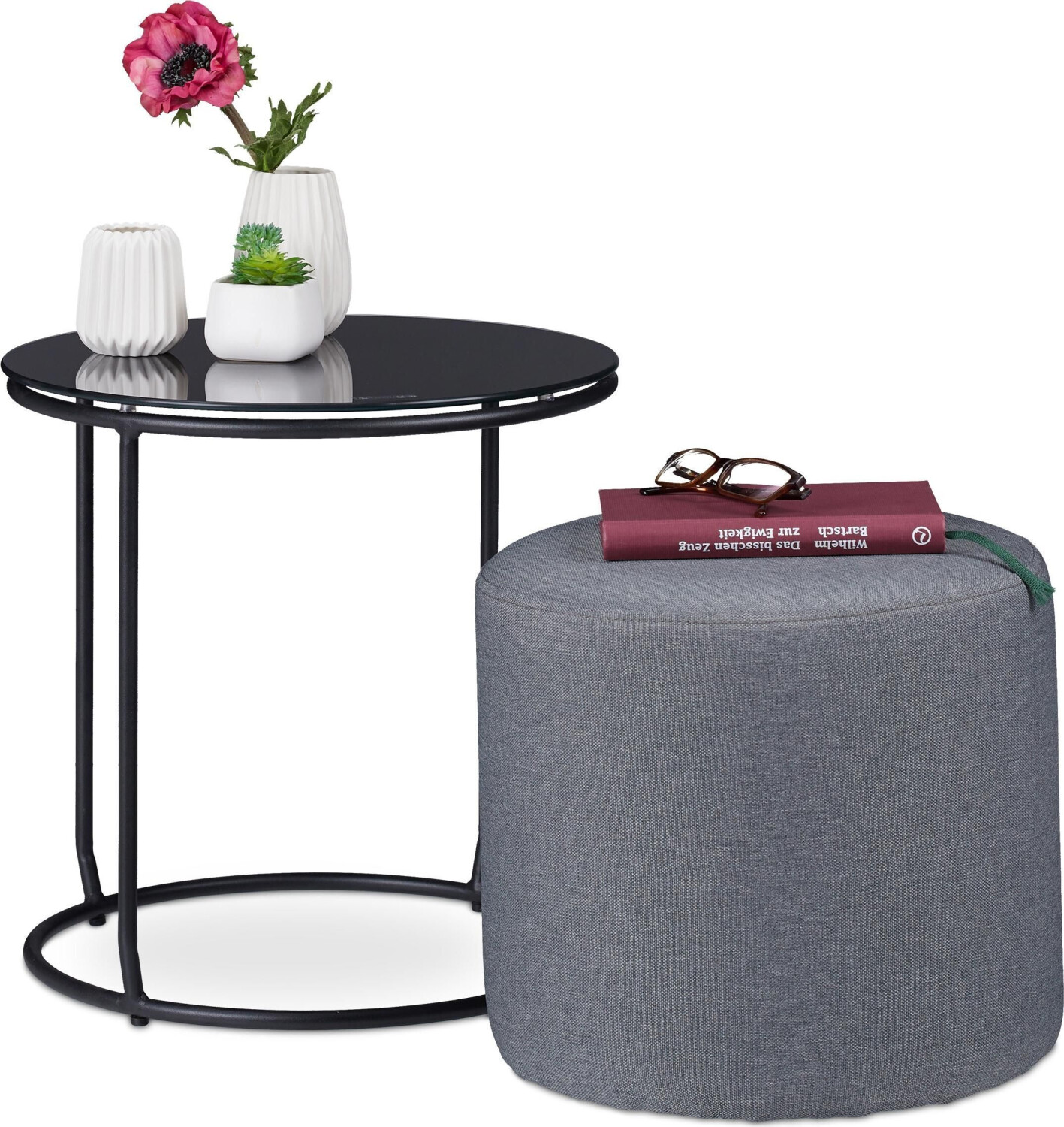 Relaxdays Coffee table + side table 40x40x40 cm gray