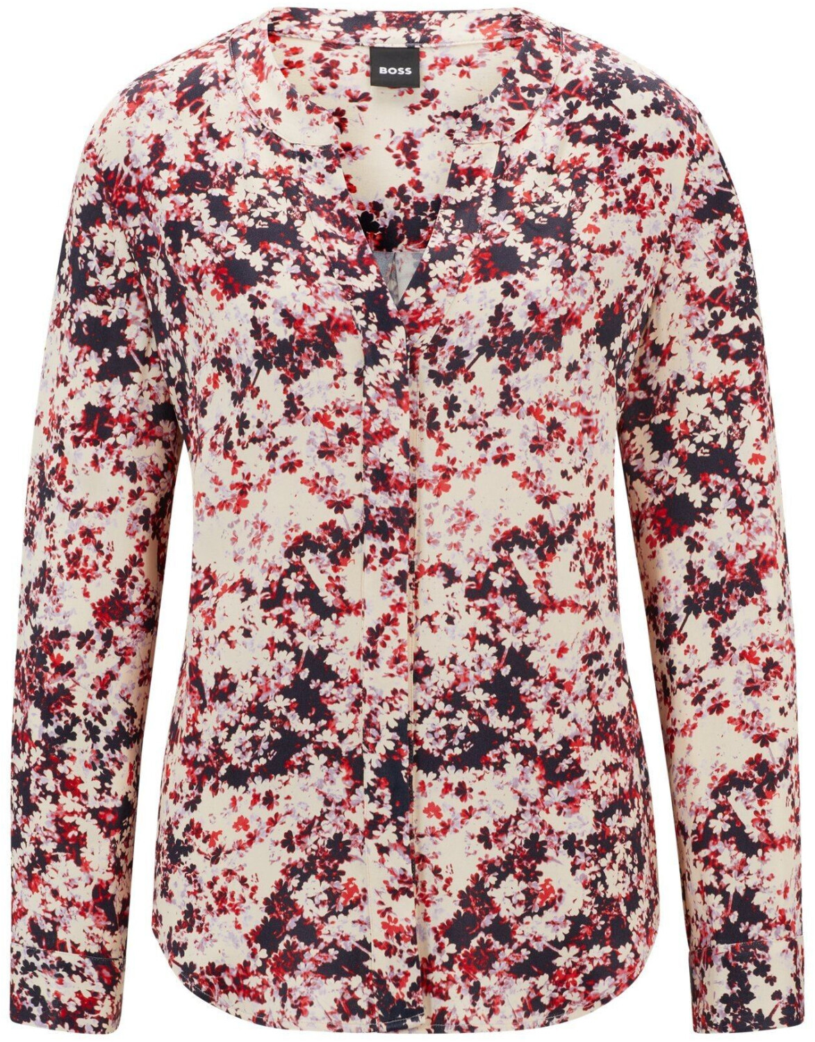 Hugo Boss Satin blouse with floral print and notched neckline (50522413)