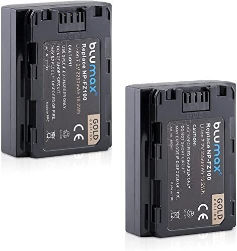 2 Batterie Blumax NP-FH100 Compatibili Sony – 2400mAh, 6,8V, Per Videocamere DCR E SR Series