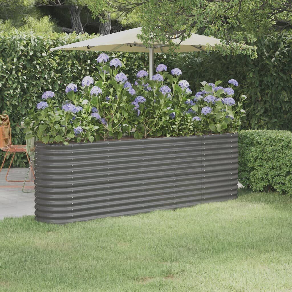 vidaXL Raised bed Powder-coated steel 224x40x68cm gray