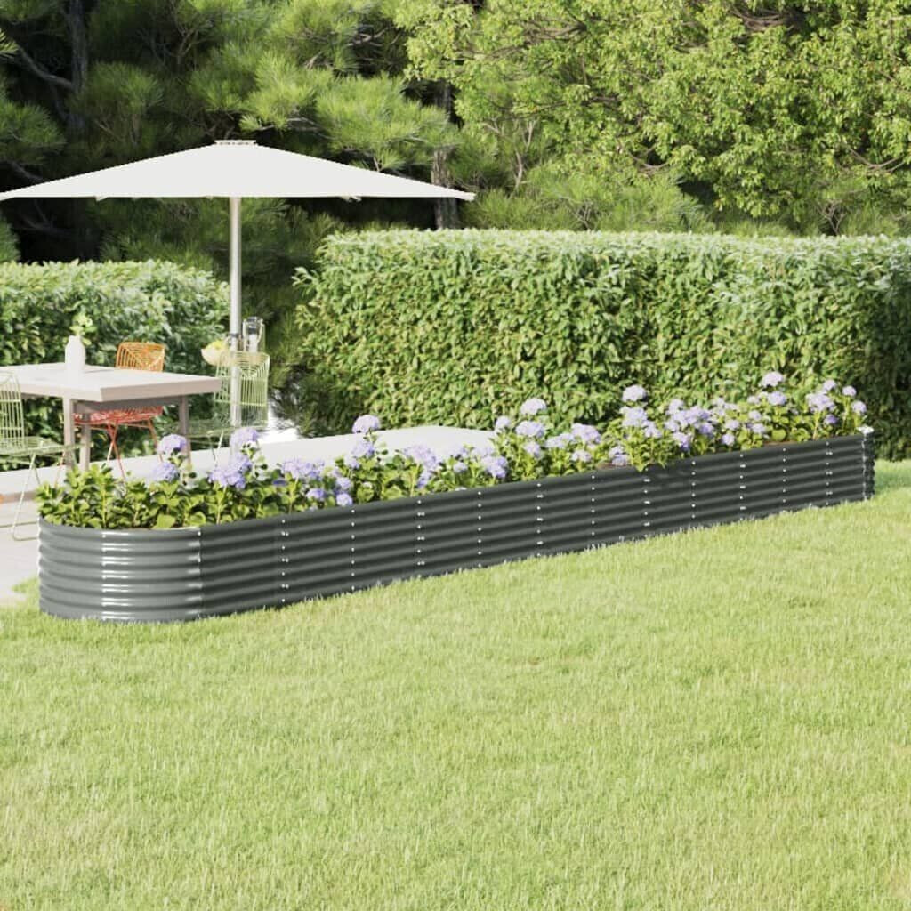 vidaXL Raised bed Powder-coated steel 512x80x36cm gray