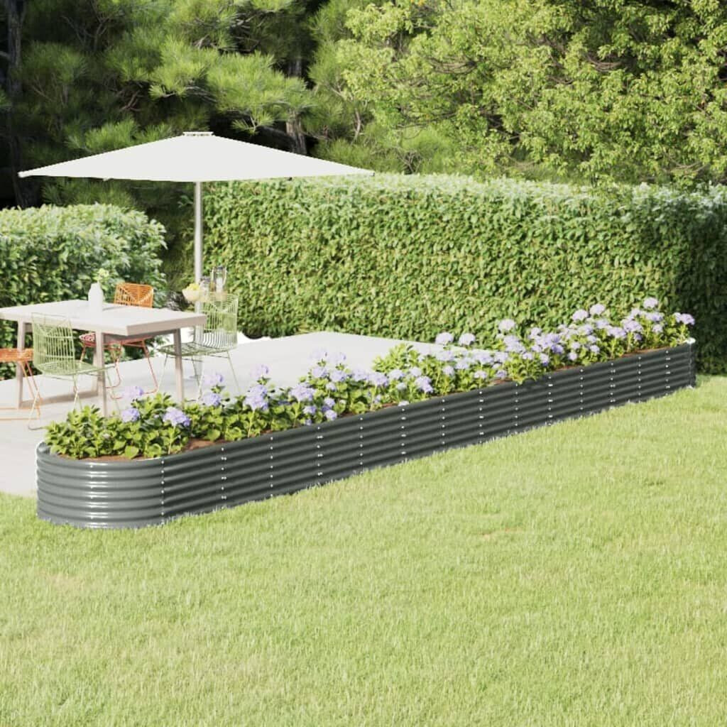 vidaXL Raised bed Powder-coated steel 620x80x36cm gray