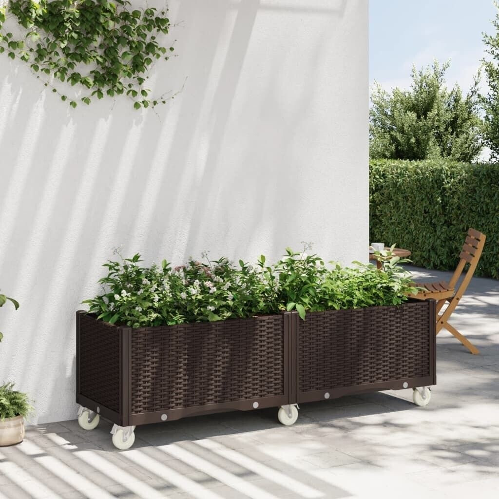 vidaXL Planter box with castors 160x50x54cm PP