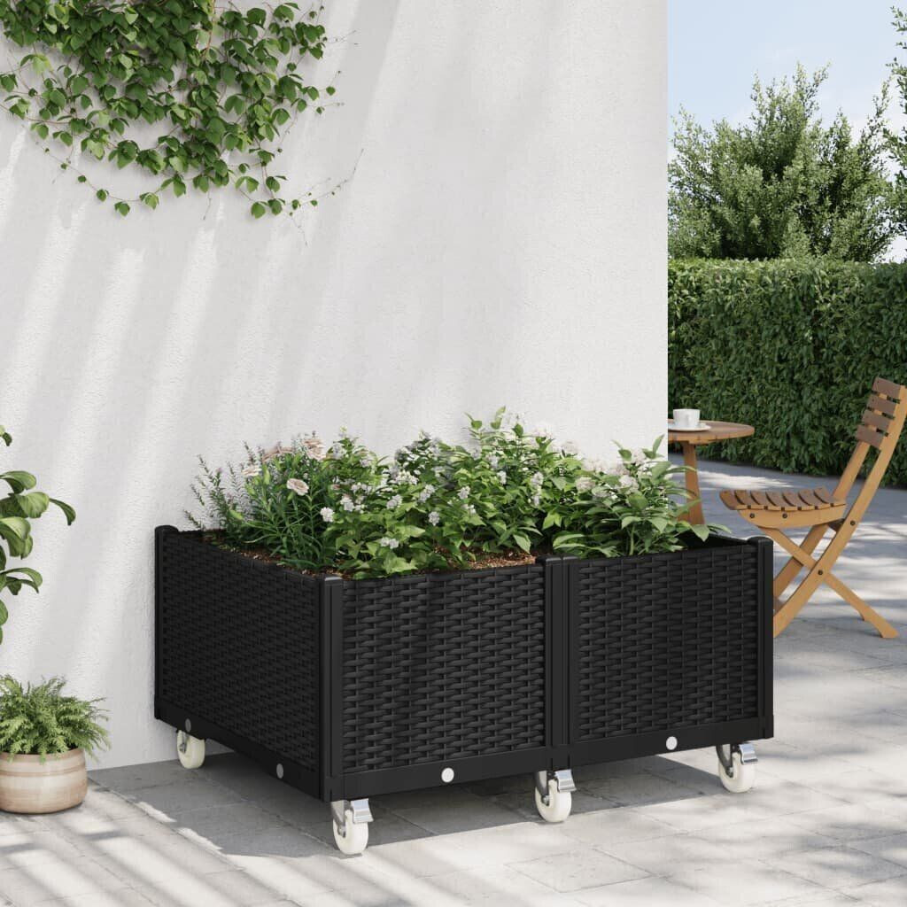 vidaXL Planter box with castors 100x80x54cm PP black