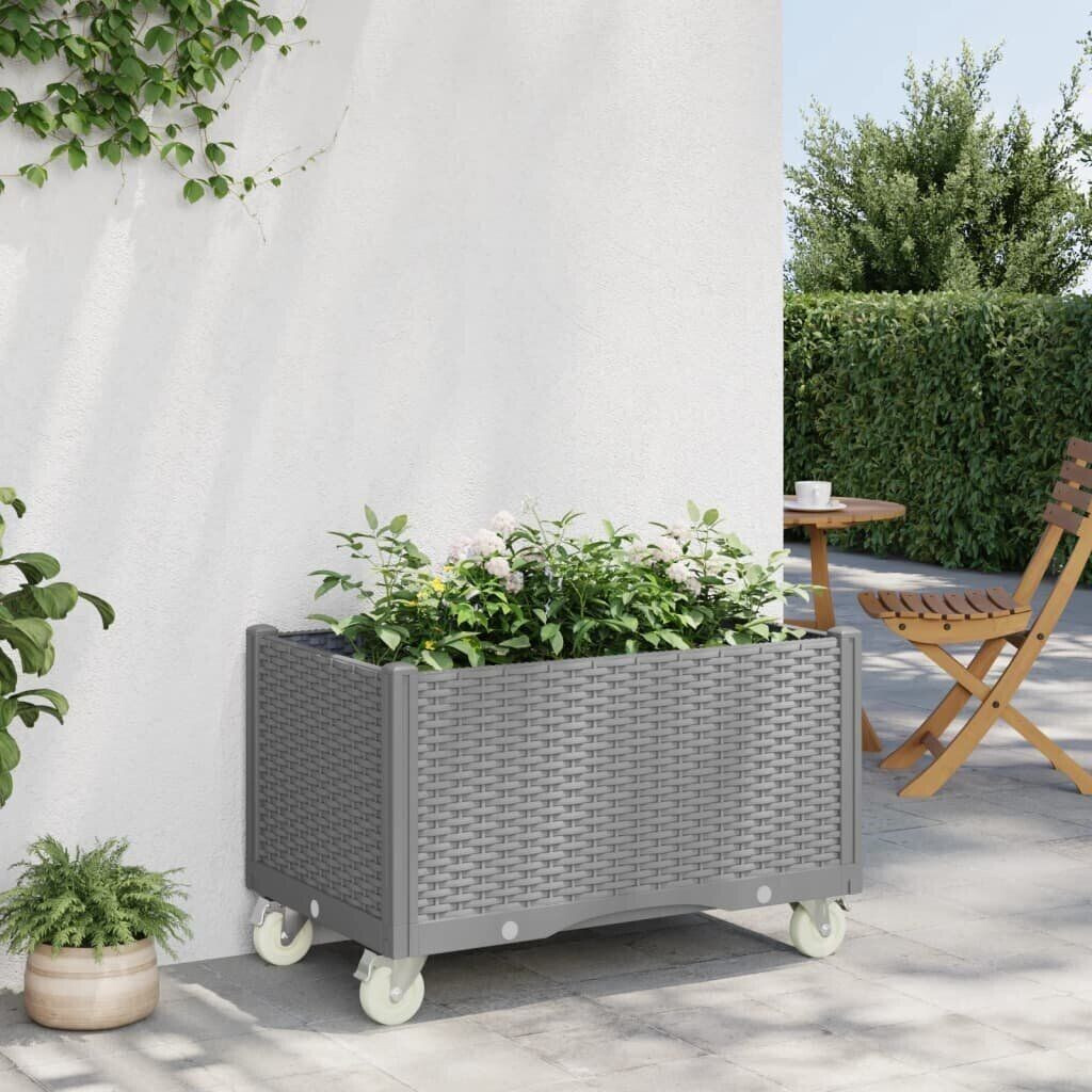 vidaXL Planter box with castors 80x50x54cm PP light gray