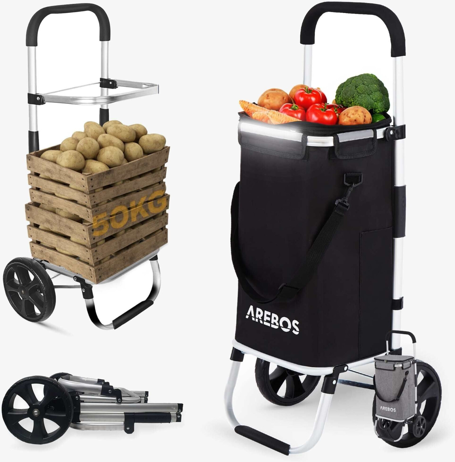 Arebos 3in1 Shopping Trolley (AR-HE-ET03) black