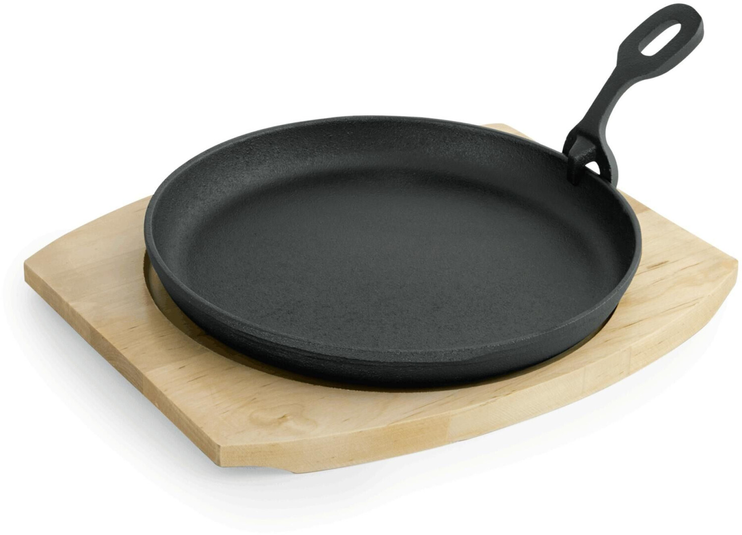 WAS Germany Cast Iron Serving Pan with Wooden Trivet Diameter 22 cm