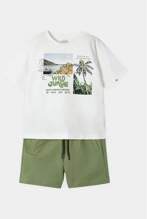 Mayoral Set T-Shirt and Shorts green Regular Fit 6Y