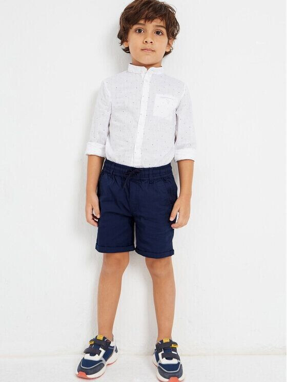 Mayoral Set shirt and fabric shorts 3242 dark blue Regular Fit 7Y