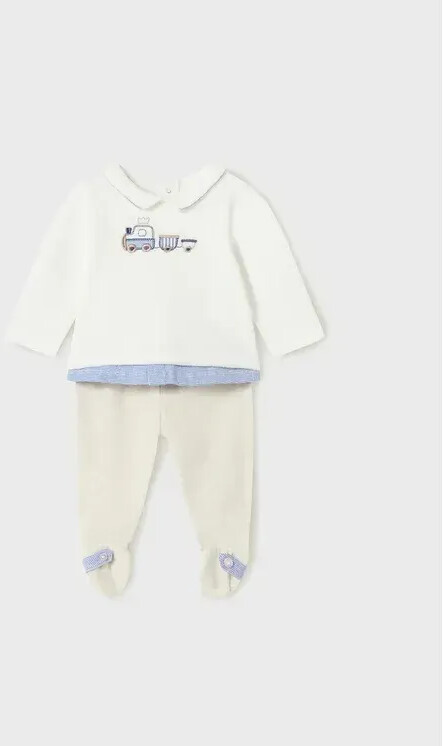 Mayoral Set blouse and romper 2 508 Écru Regular Fit 9M