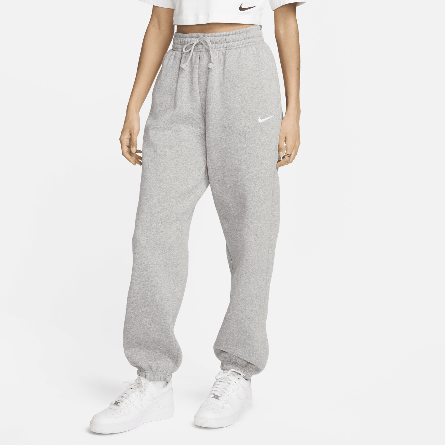 Nike Sportswear Phoenix Fleece Oversize-Trainingshose für Damen (FZ5996) dunkelgrau heather/segel