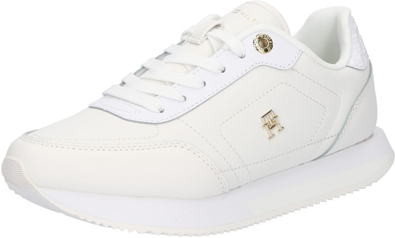 Tommy hilfiger white and gold sneakers discount