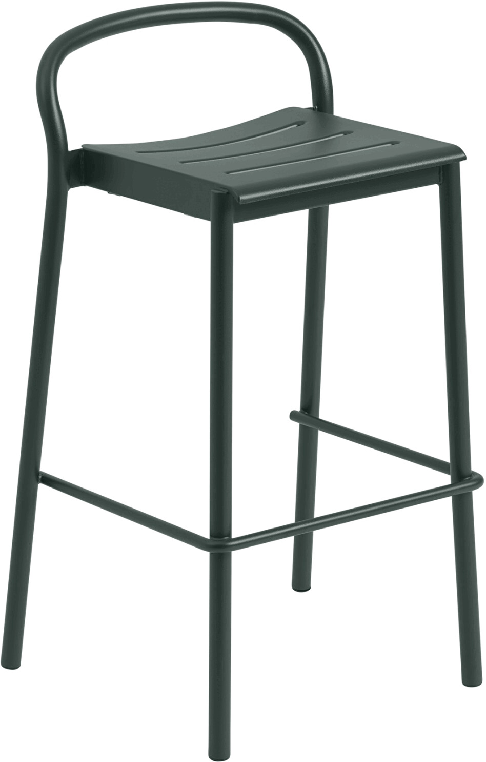 Muuto Linear Steel outdoor bar stool 75cm dark green/powder-coated 53.5x88.7x46.5cm (31304)