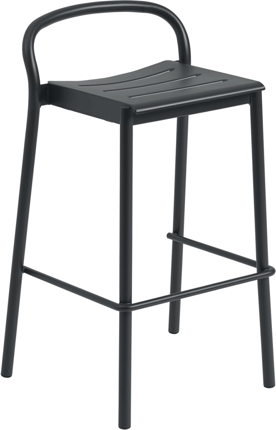 Muuto Linear Steel outdoor bar stool 75cm black/powder-coated 53.5cmx88.7x46.5cm (31302)
