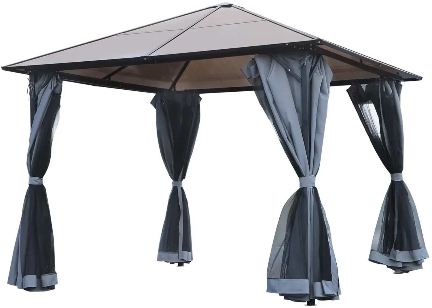 Outsunny Tonnelle pavillon de jardin avec toit rigide 4 x 3 m