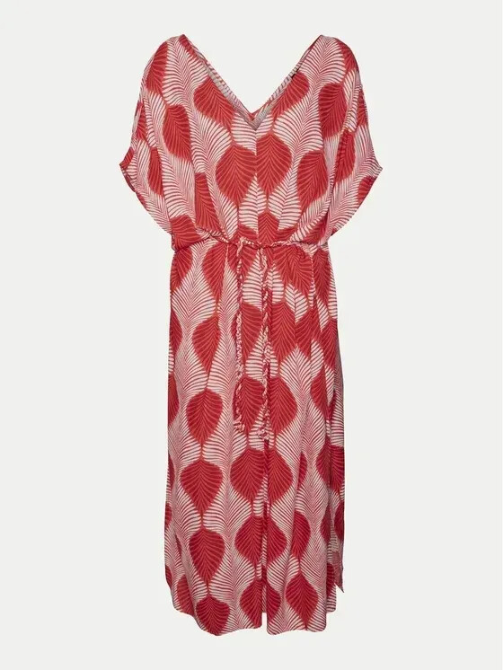 Vero Moda Tula Olga Short Sleeve Long Dress (10308986) goji berry/aop olga