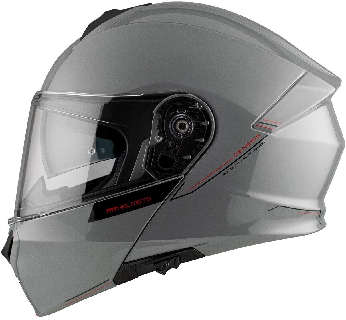 Casco Modular MT FU935SV Genesis SV - Talla M, Gris Brillo, Homologación ECE 22.06, Pantalla Solar, Pinlock Casco Moto Modular Gris Brillo