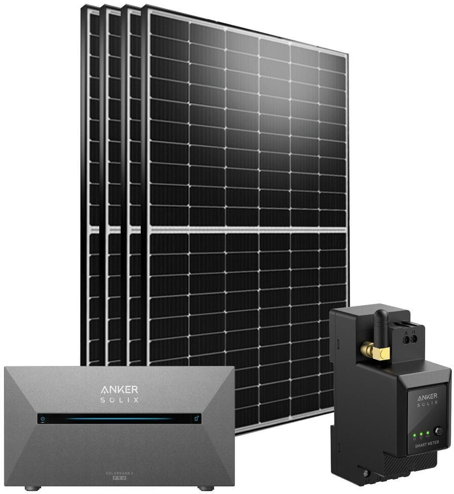 EPP Solar Balkonkraftwerk 2000/800W 4 x 500Wp Module + Anker SOLIX Solarbank 2 E1600 Pro + Smart
