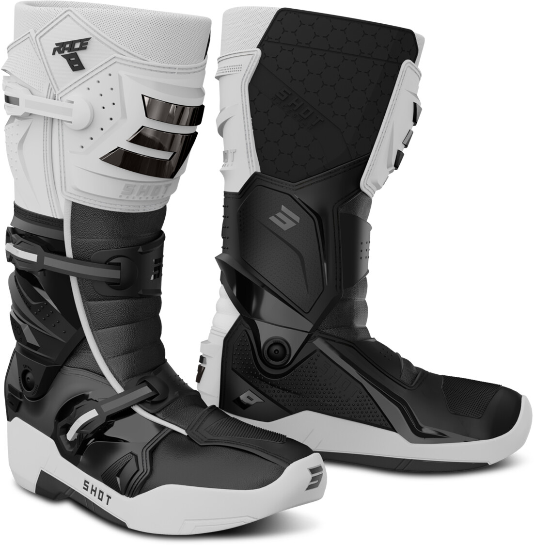 Shot Race 8 White/Black Chrome