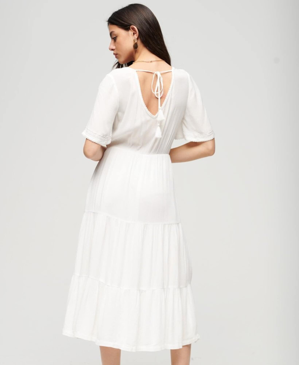 Superdry Embroidered Tiered Short Sleeve Midi Dress W8011561A off white ab 51 99 Preisvergleich bei idealo