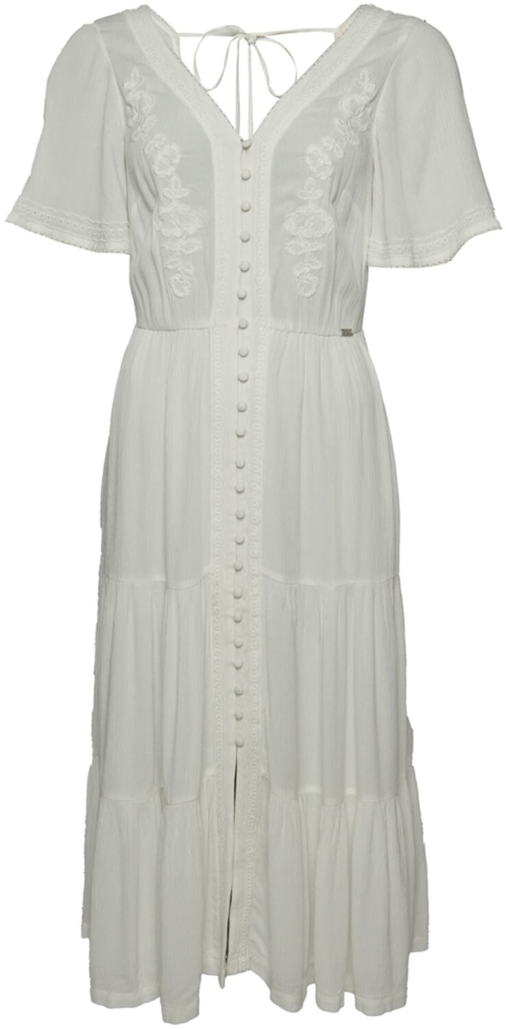Superdry Embroidered Tiered Short Sleeve Midi Dress (W8011561A) off white