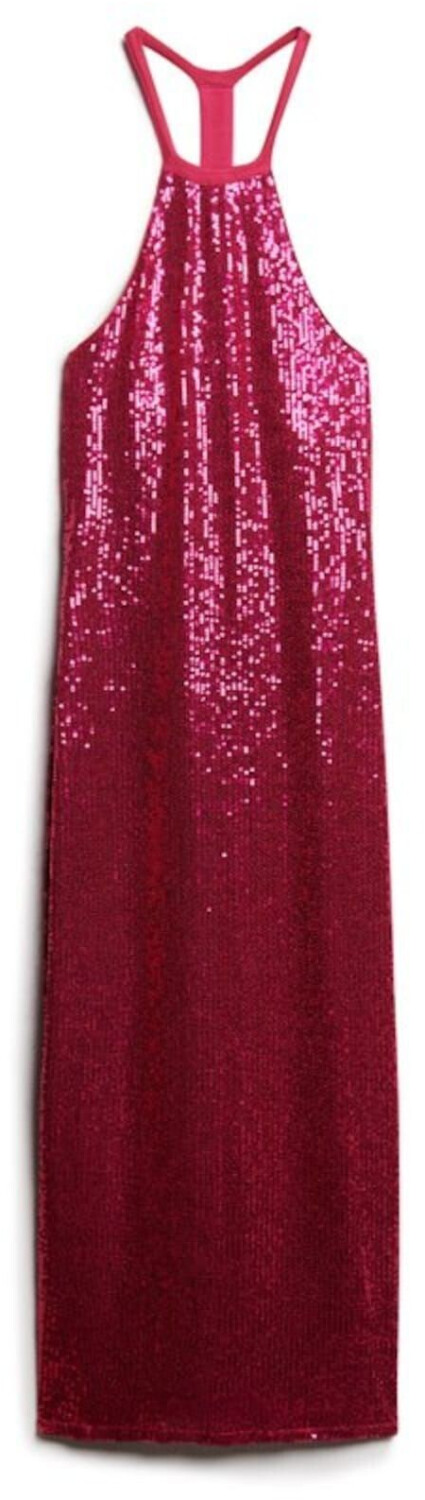 Superdry Sequin T Back Sleeveless Midi Dress (W8011581A) magenta pink sequin