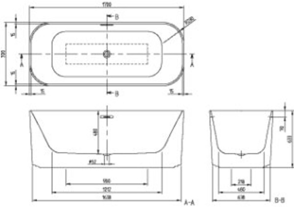 Villeroy & Boch Finion freistehend soft-edge 170x70cm rechteckig (177FIN7A1BCV2RW), Bild 2