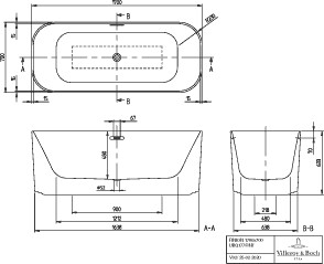 Villeroy & Boch Finion freistehend soft-edge 170x70cm rechteckig (177FIN7N1BCV3RW), Bild 4
