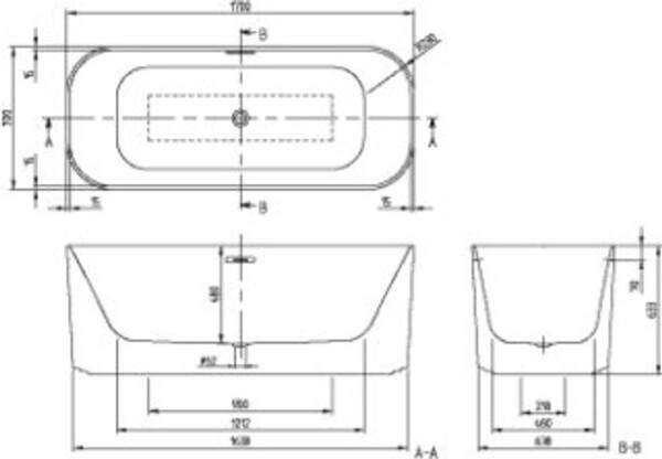 Villeroy & Boch Finion freistehend soft-edge 170x70cm rechteckig (177FIN7N1BCV4RW), Bild 2