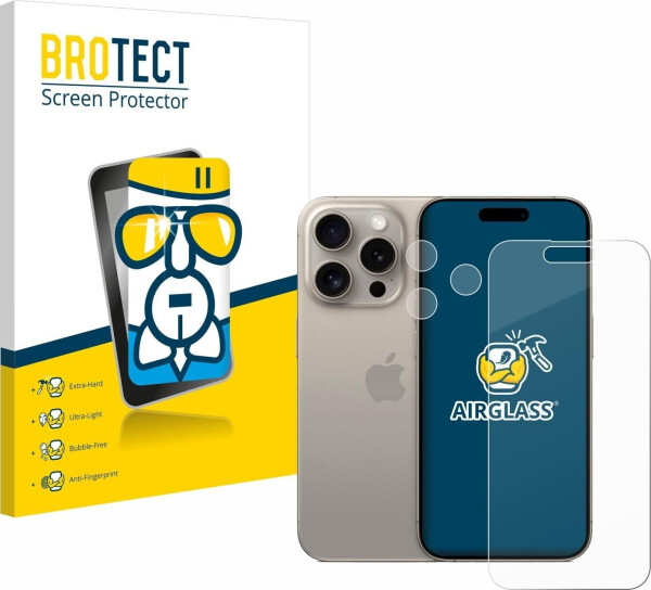 BROTECT 2750818 AirGlass Panzerglasfolie (1 Stück, iPhone 15 Pro), Smartphone Schutzfolie