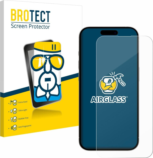 BROTECT 2749369 AirGlass Panzerglasfolie (1 Stück, iPhone 15 Pro), Smartphone Schutzfolie