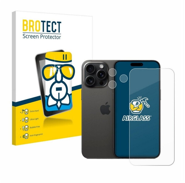 BROTECT 2750822 AirGlass Panzerglasfolie (1 Stück, iPhone 15 Pro Max), Smartphone Schutzfolie